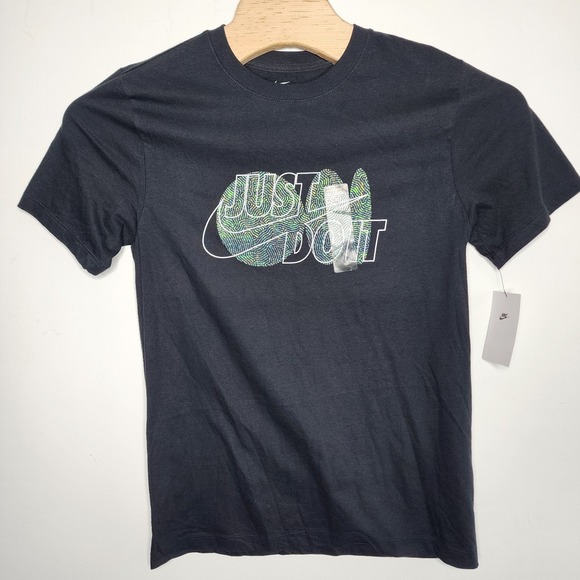 Nike Just Do It Swoosh Black Cotton Men's Size S Small T-Shirt HJ0497 010 NWT‎ - Picture 1 of 8